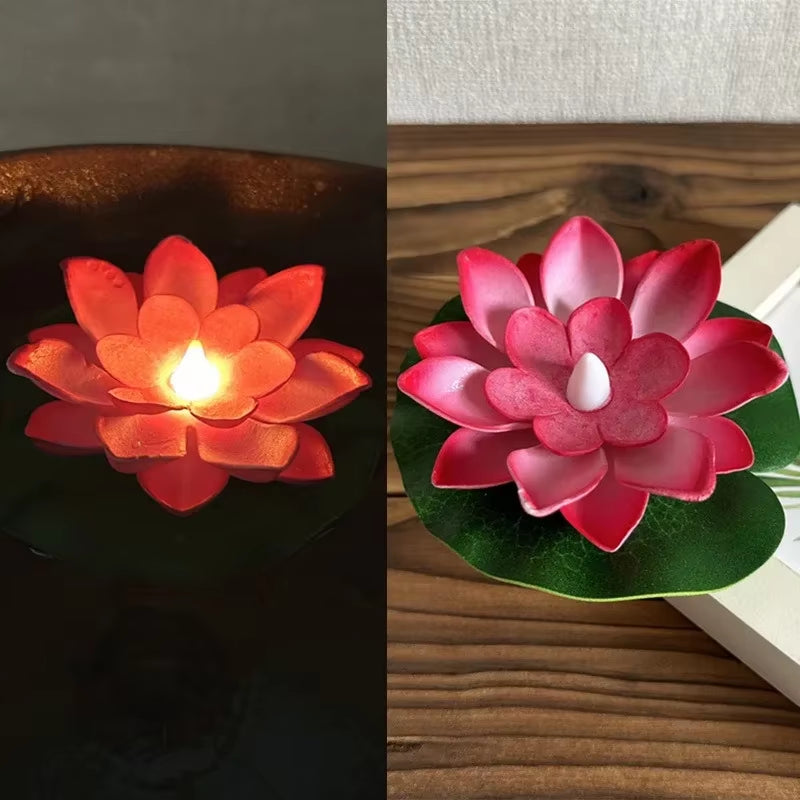 1PC/6PCS LED Lotus Night Lamp Floating Water Sensor Flower Lamp Garden Tank Decor Festive Party Accessories Wishing Lotus Light