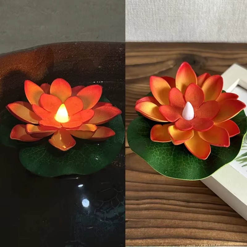 1PC/6PCS LED Lotus Night Lamp Floating Water Sensor Flower Lamp Garden Tank Decor Festive Party Accessories Wishing Lotus Light