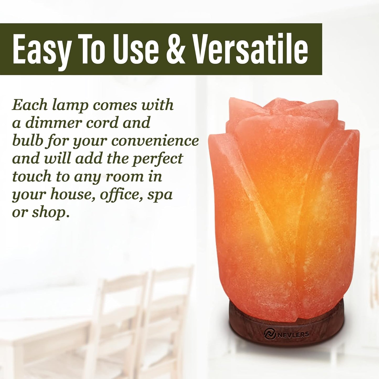 Flower Shape Pink Himalayan Salt Lamp with Wood Base | 7-8 Lbs and 7"- 8" Tall Salt Rock Lamp W/Dimmer Cord & Light Bulb | 100% Salt Light Himalayan Lamp | Himalayan Salt Lamps for Home Decor