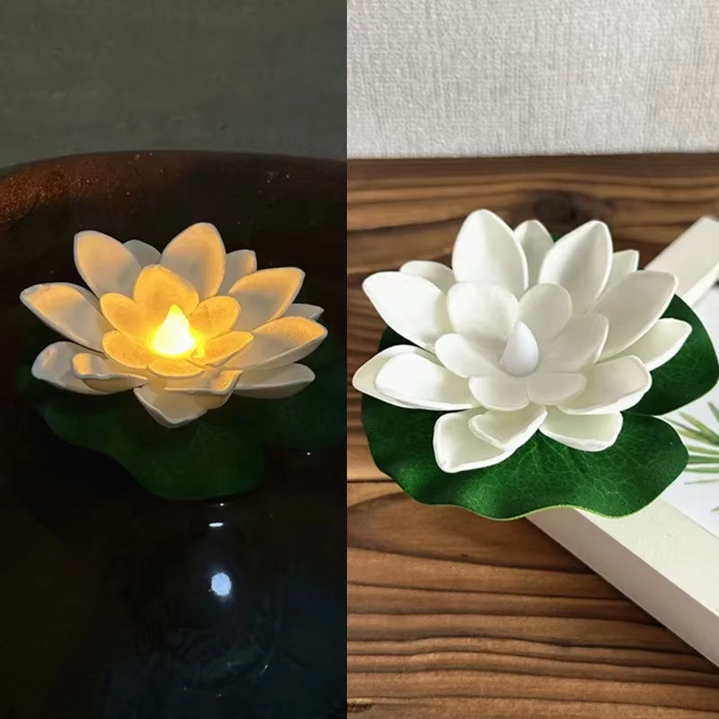 1PC/6PCS LED Lotus Night Lamp Floating Water Sensor Flower Lamp Garden Tank Decor Festive Party Accessories Wishing Lotus Light