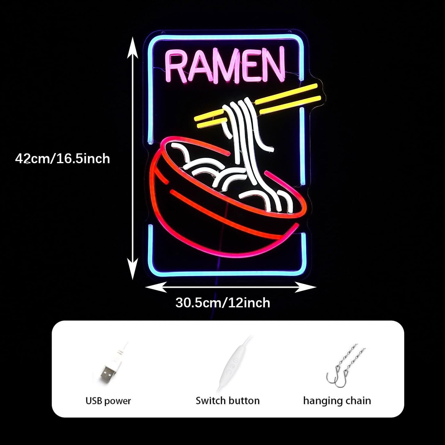 Ramen Neon Sign Noodle Led Neon Lights for Wall Decor Neon Ramen Light up Sig...