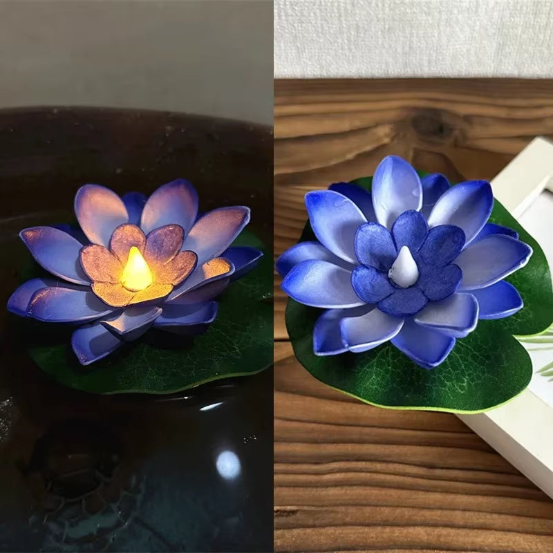 1PC/6PCS LED Lotus Night Lamp Floating Water Sensor Flower Lamp Garden Tank Decor Festive Party Accessories Wishing Lotus Light