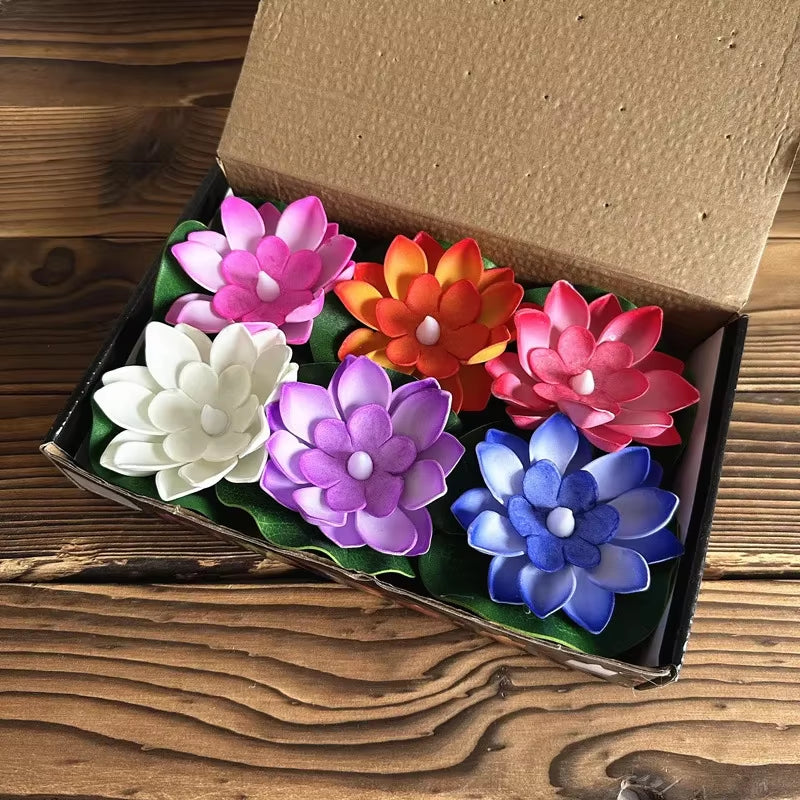 1PC/6PCS LED Lotus Night Lamp Floating Water Sensor Flower Lamp Garden Tank Decor Festive Party Accessories Wishing Lotus Light